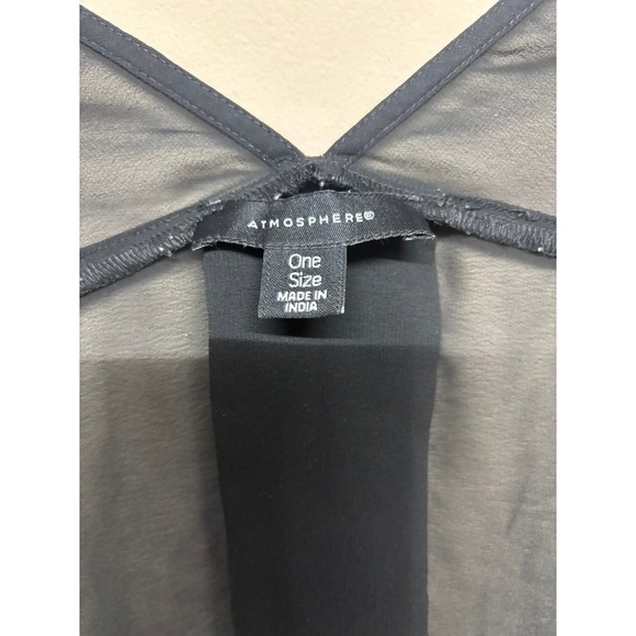 Atmosphere Black Sheer Kimono One Size Embroidered Open Front Vacation Summer - Picture 2 of 4